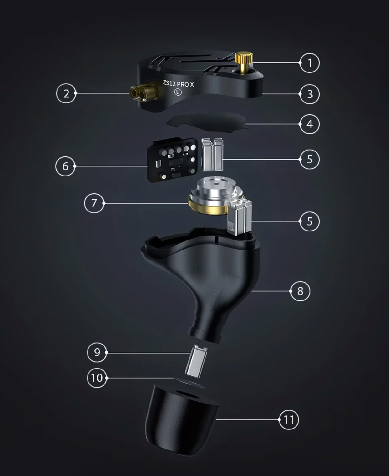 KZ ZS12 PRO X Metal Earphones 1DD + 5BA Hi-Fi In-Ear Monitor